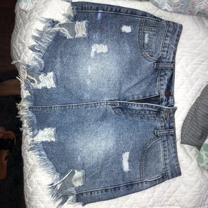 F21 Ripped Denim Skirt